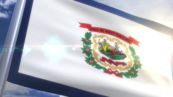 Waving flag of the state of West Virginia USA — Stock Video
