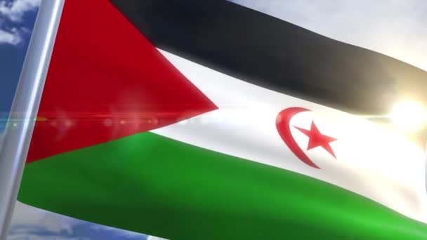 Bandiera sventolante del Sahara occidentale Animazione — Video Stock