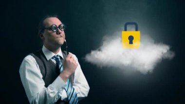 Komik inek ya da geek için uçan bulut koruma simgesi dönen arıyorsunuz