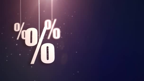 Prozent-Symbole hängen an Schnüren und fallen von der Decke — Stockvideo