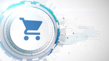 alışveriş sepeti simgesi animasyon beyaz dijital öğeler teknoloji arka plan