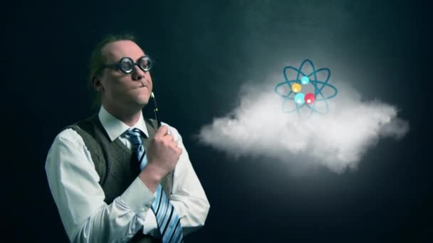 Смішний Ботанік Або Шукав Літаючу Хмару Піктограмою Обертової Науки Про — стокове відео