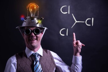 Nerd triklorometan kloroform el yapımı kimyasal formülü sunan