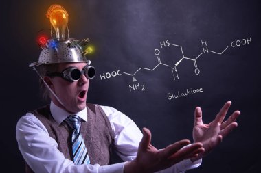 Nerd formik Glutatyon antioksidan peptid handdrawn kimyasal formülü sunan