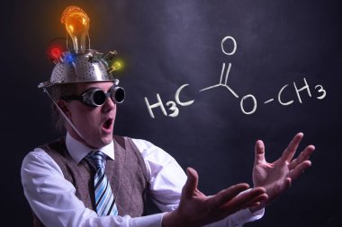Nerd formik metil asetat el yapımı kimyasal formülü sunan