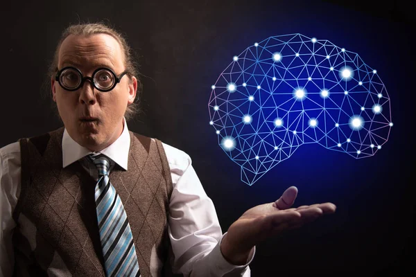 Professor oder Lehrer mit Symbol für künstliche Intelligenz — Stockfoto