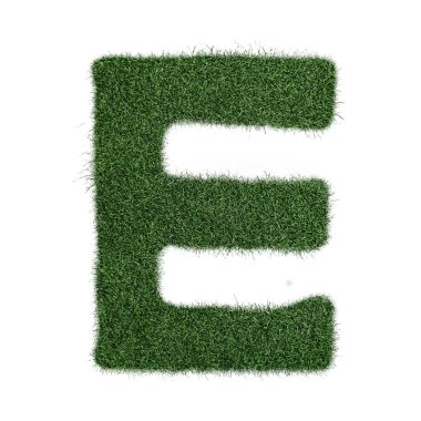 E harfi ot - aklphabet yeşil çevre doğa yapılmış