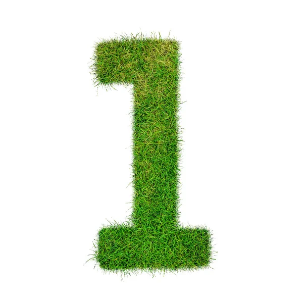 Number 1 one made of grass - aklphabet green environment nature — Stock Photo, Image