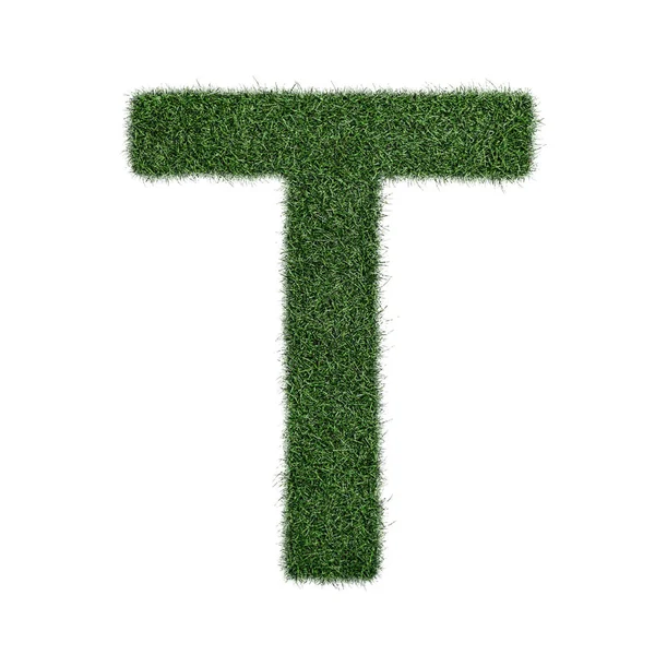 Carta T feita de grama - aklphabet natureza ambiente verde — Fotografia de Stock