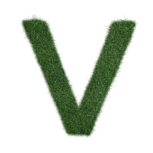 Buchstabe v aus Gras - aklphabet grüne Umgebung Natur — Stockfoto