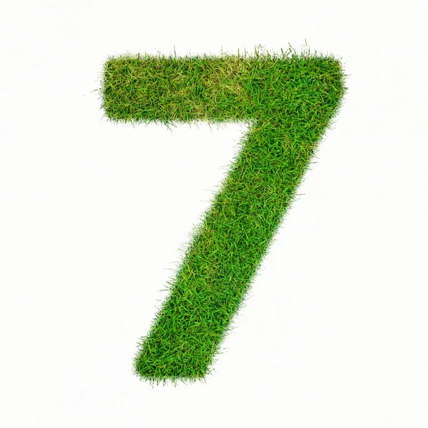 Číslo 7 7 z trávy-aklphabet zelená životní prostředí — Stock fotografie