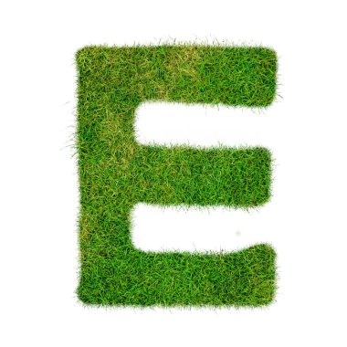 E harfi ot - aklphabet yeşil çevre doğa yapılmış
