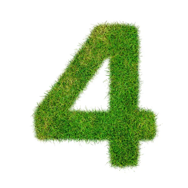 Número 4 cuatro hecho de hierba - aklphabet naturaleza ambiente verde —  Fotos de Stock