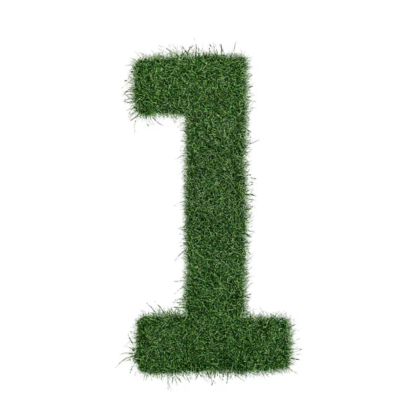 Number 1 one made of grass - aklphabet green environment nature — Stock Photo, Image