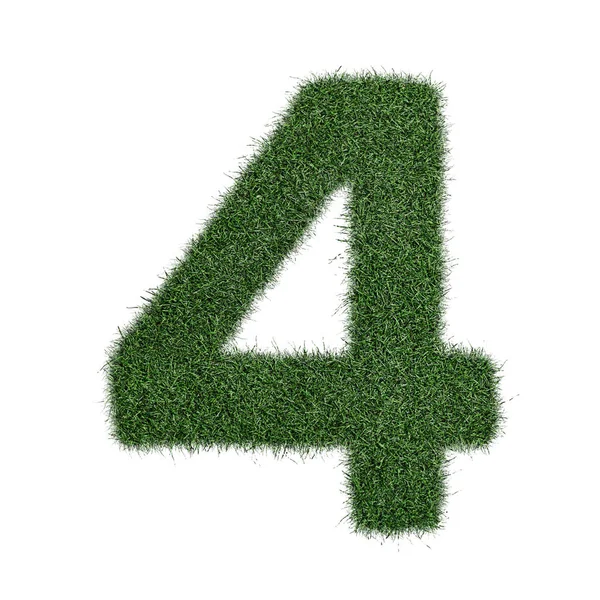 Number 4 four made of grass - aklphabet green environment nature — Stock Photo, Image