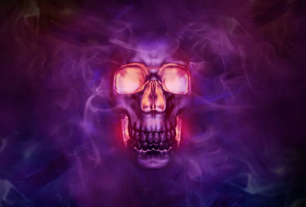 Horor Skull Technology Robots Future Soldier Army Halloween Smoke 3d Rendering Stock Obrázky