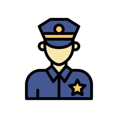 Üniformalı idari polis karakteri ve düzenlenebilir felçli başlık vektörü