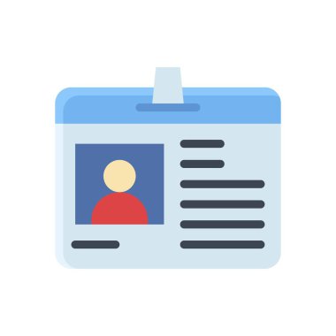 düz dizayndaki giriş kartı vektöründeki yönetimsel giriş kartı veya karakter