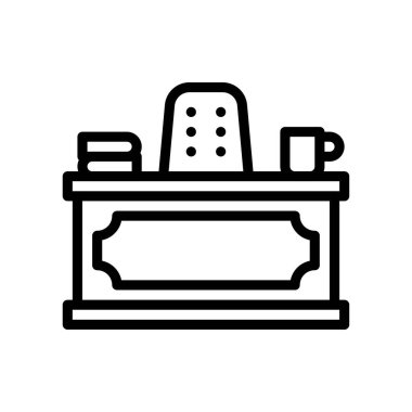 Çizgisel tarzda tablo, kitap ve çay fincanı vektörlü idari başbakan sandalyesi