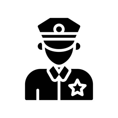 Üniforması ve katı tasarımı olan idari polis karakteri