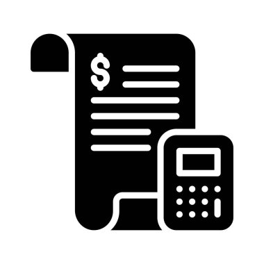 Katı tasarım içinde hesap makinesi vektörü olan sayfa üzerinde yönetimsel dolar işareti