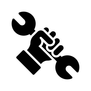 Katı tasarım içindeki el vektöründe idari ayar anahtarı