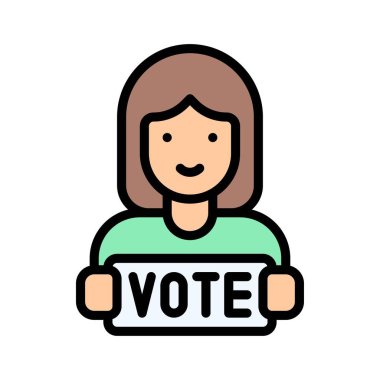 Oy pusulası ya da oy pusulası olan ya da düzenlenebilir vuruşlu metin vektörünü içeren seçimle ilgili kız