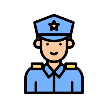 Seçimlerle ilgili polis çocuğu ya da üniformalı adam ve düzenlenebilir felçli vektör