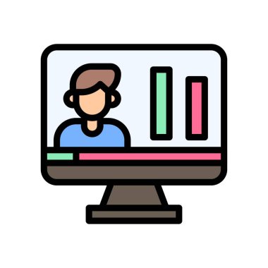 Seçimle ilgili karakter veya bilgisayar ekranında düzenlenebilir felçli grafik vektörü olan çocuk