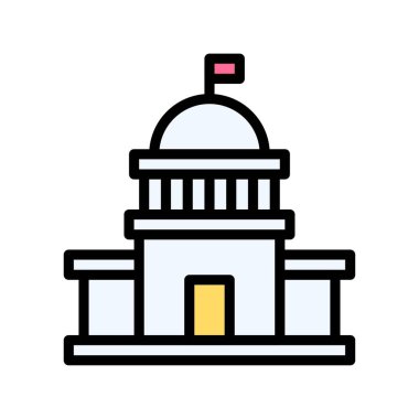 Seçimle ilgili yüksek mahkeme yargıcı veya düzenlenebilir felçli bayrak vektörü ile hakim binası