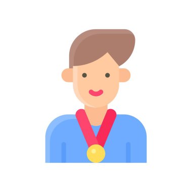 Seçimle ilgili erkek ya da karakter düz stil rozet ve kurdele vektörü ile