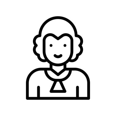 Seçim hakimi ya da karakteri üniforma ve peruk vektörünü çizgisel biçiminde kullanacak