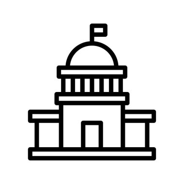 Seçimle ilgili yüksek mahkeme yargıcı ya da bayrak vektörüyle çizgisel tarzda hakim binası