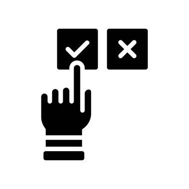 Seçimle ilgili doğru ve yanlış işareti somut tasarım içinde hangi elin doğru işaret vektöründe olduğunu,