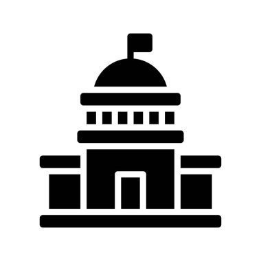 Seçimle ilgili yüksek mahkeme yargıcı veya sağlam tasarımda bayrak vektörüyle hakim binası,