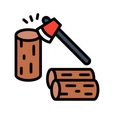 Odun parçaları vektörü ve düzenlenebilir felçli boş zaman Broadaxe