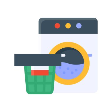 Düz biçimli bez ve sepet vektörlü boş zaman çamaşır makinesi