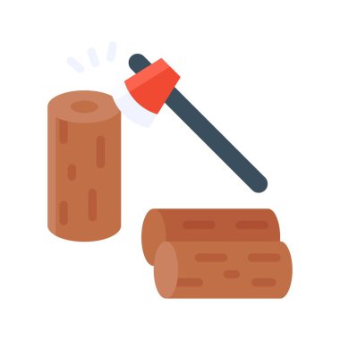 Düz biçimli ahşap parçaları vektörü ile serbest zaman Broadaxe