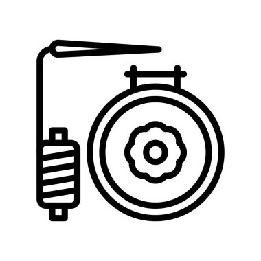 Boş zaman ile ilgili el çerçevesi çizgi biçiminde niddle ve iplik vektörü ile
