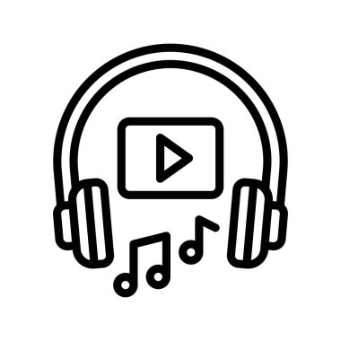 Boş vakitlerde kulaklık ve işaret ile müzik çalmak, doğrusal tarzda vektör