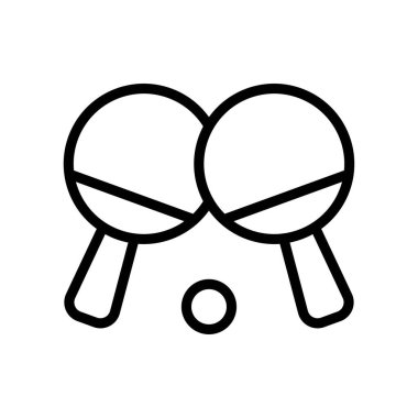 Boş zaman masa tenisi sopaları ile tenis topu vektörü çizgisel tarzda