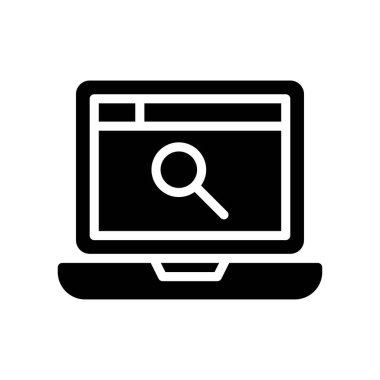 Katı tasarımda büyüteç vektörlü boş zaman bilgisayarı ekranı