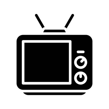 Katı tasarımda düğmeli ve antina vektörlü boş zaman televizyon ekranı