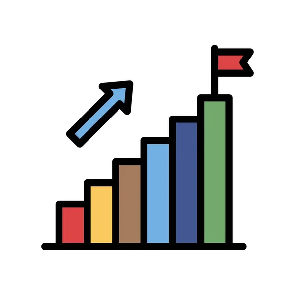 Adminisztratív Kapcsolódó Grafikon Növelése Nyíllal Lobogó Vektorral Szerkeszthető Csapással — Stock Vector
