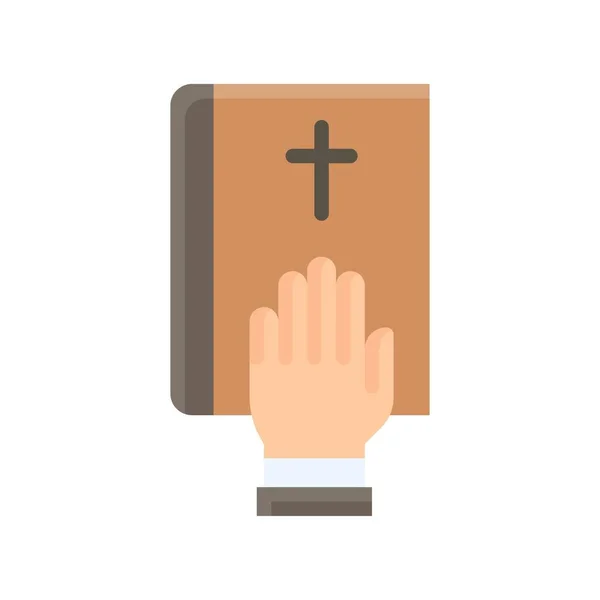 Eleição Relacionado Sinal Cruz Cristã Livro Com Vetor Mão Estilo — Vetor de Stock