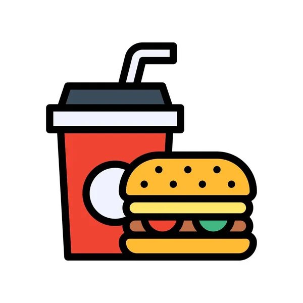 Free Time Related Spicy Burger Cold Drink Pipe Vector Editable — Stock Vector