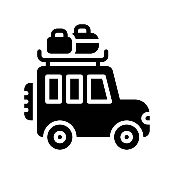 Freizeit Van Oder Jeep Mit Gepäck Oder Taschenvektor Solider Ausführung — Stockvektor
