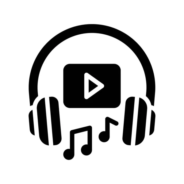 Szabadidővel Kapcsolatos Lejátszási Zene Fejhallgatóval Énekjelzéssel Vektor Szilárd Kivitelben — Stock Vector