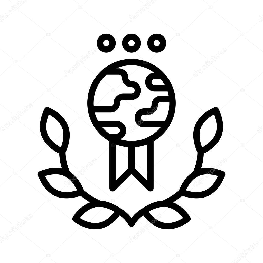 administrative related world globe style badge with leafs vector in lineal style