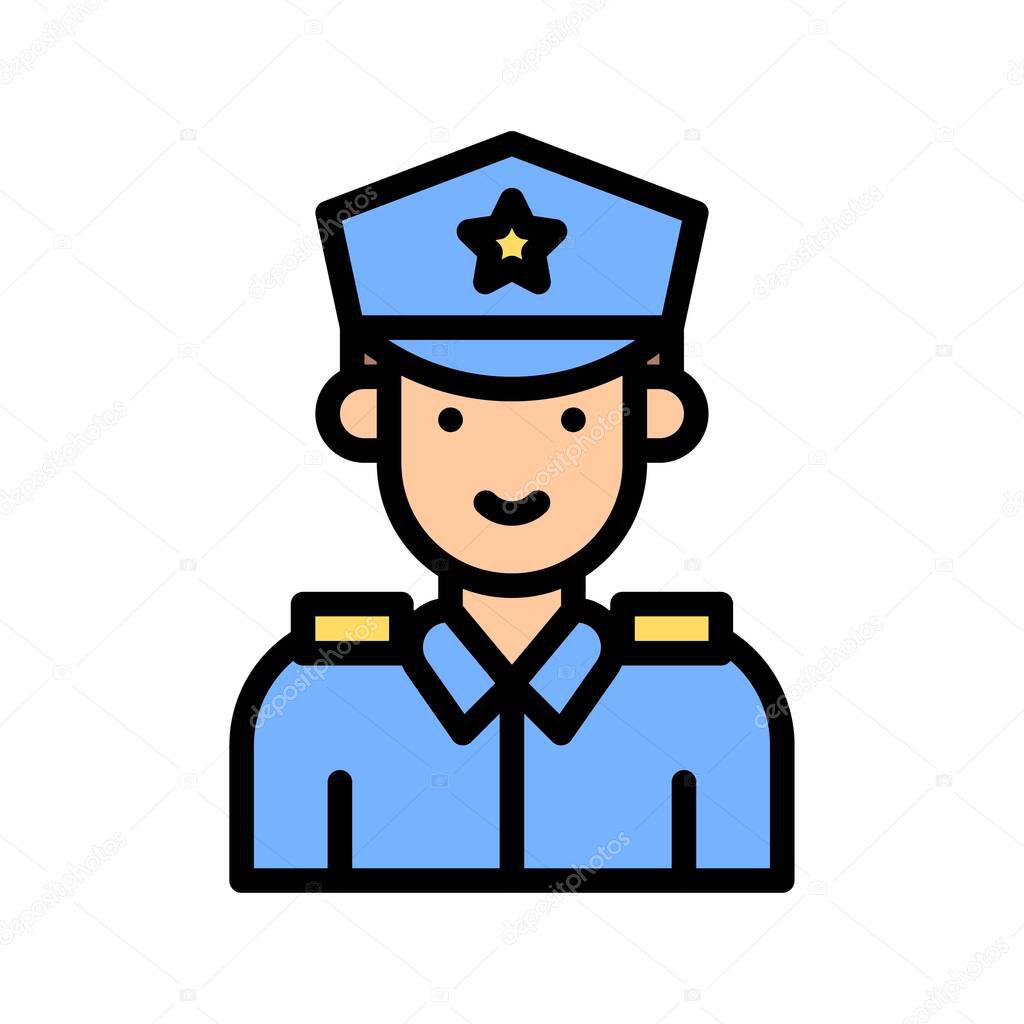 elections related warden police boy or man with uniform and cap vector with editabe stroke